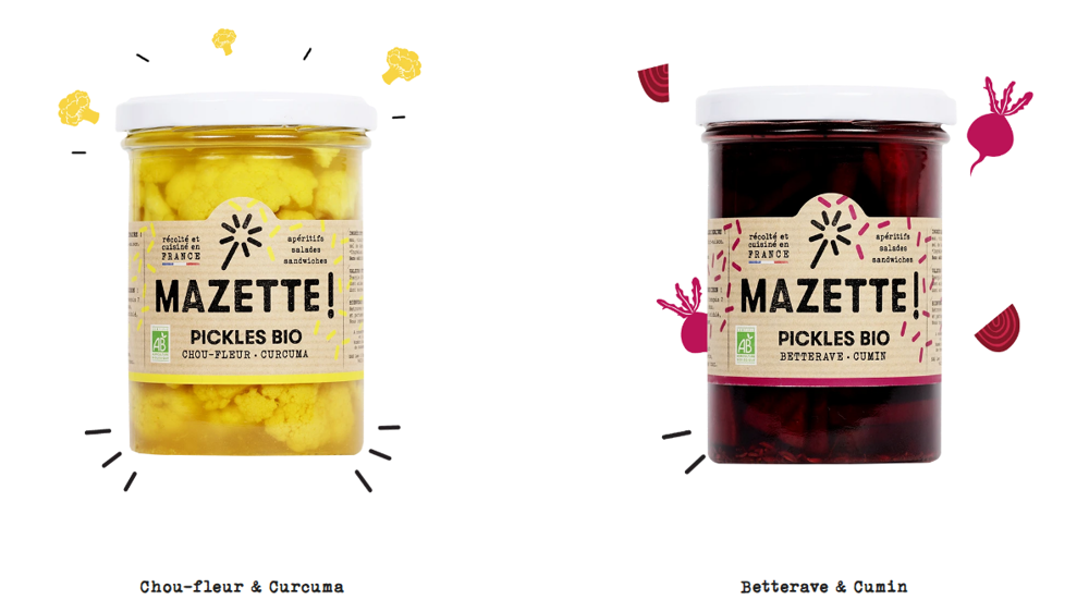 Les pickles  Mazette  : chou-fleur curcuma et betterave cumin